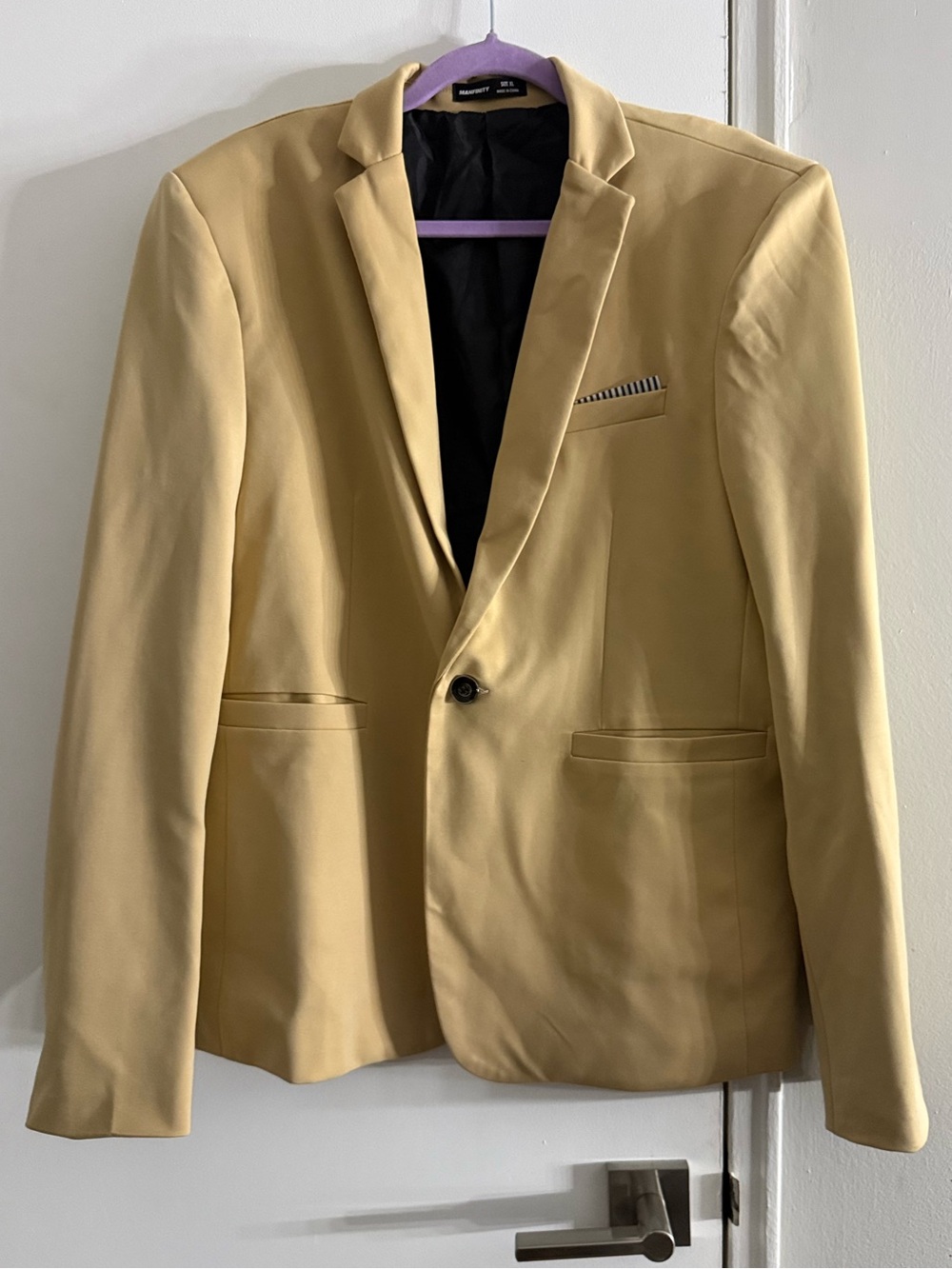 SHEIN Manfinity Stretch Men’s Blazer Light Yellow Black Trim XL
